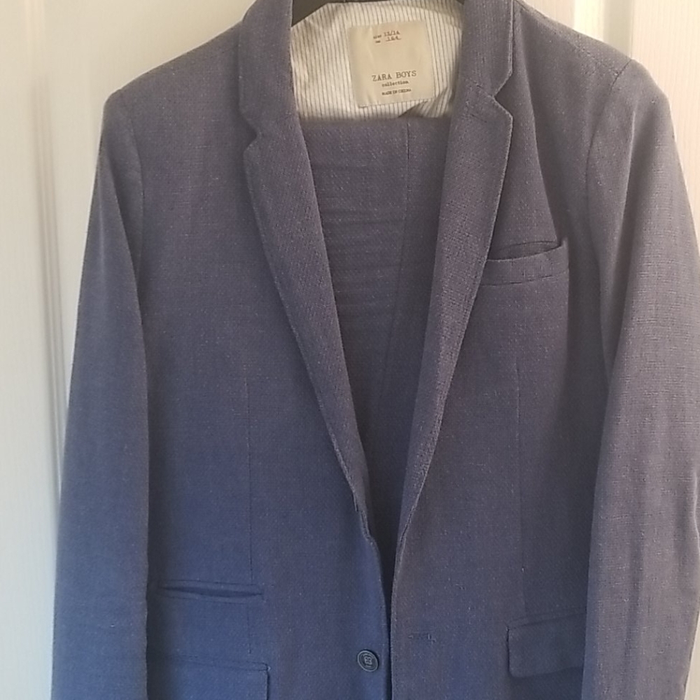 Zara boys blue linen suit